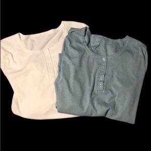 NWOT ...Womens SHEIN Set of Two Henley Neck Tops in White and Mint green. Sz XL